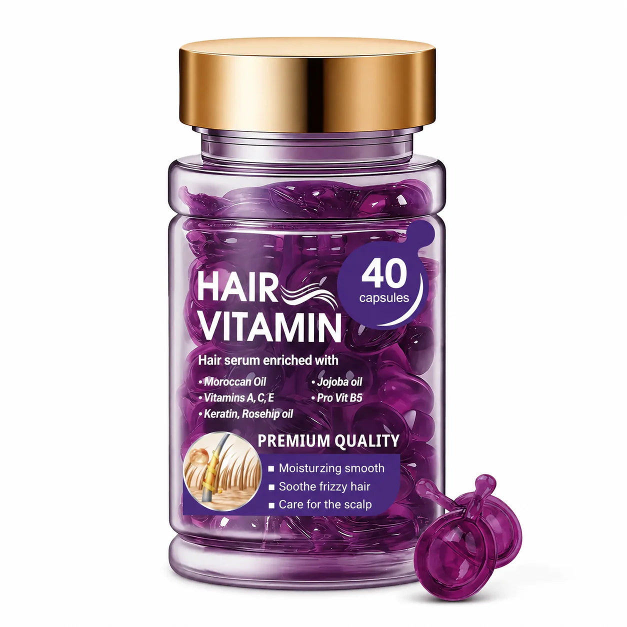 Hair vitamin capsules bottle