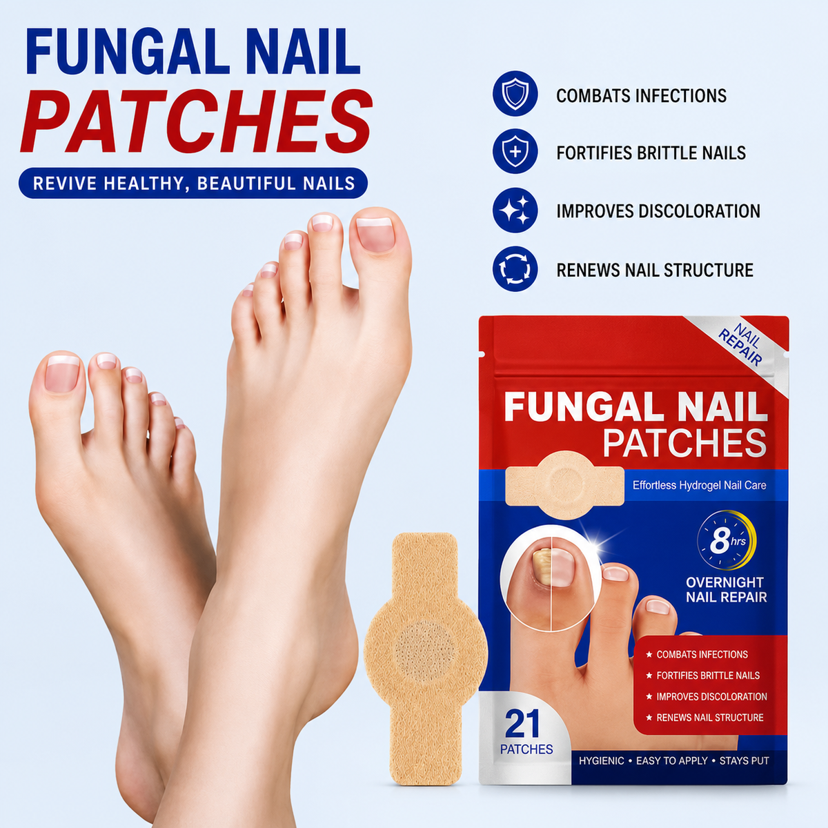 Feet and nighttime nail care patch packaging