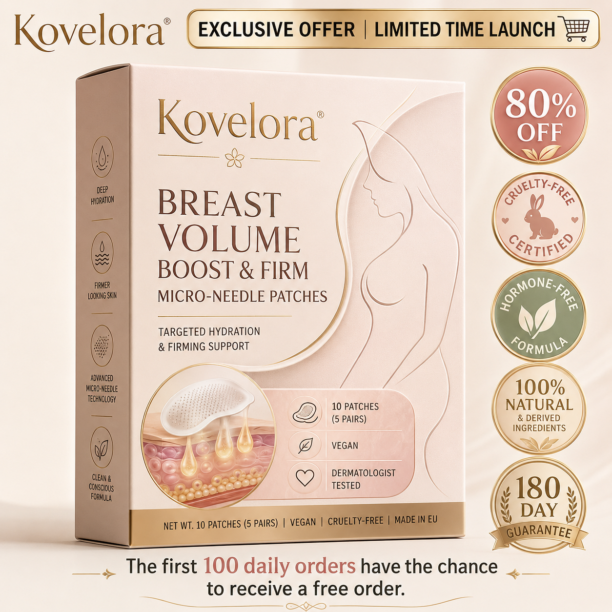 Kovelora Breast Volume Boost and Firm Micro-Needle Patches product main image