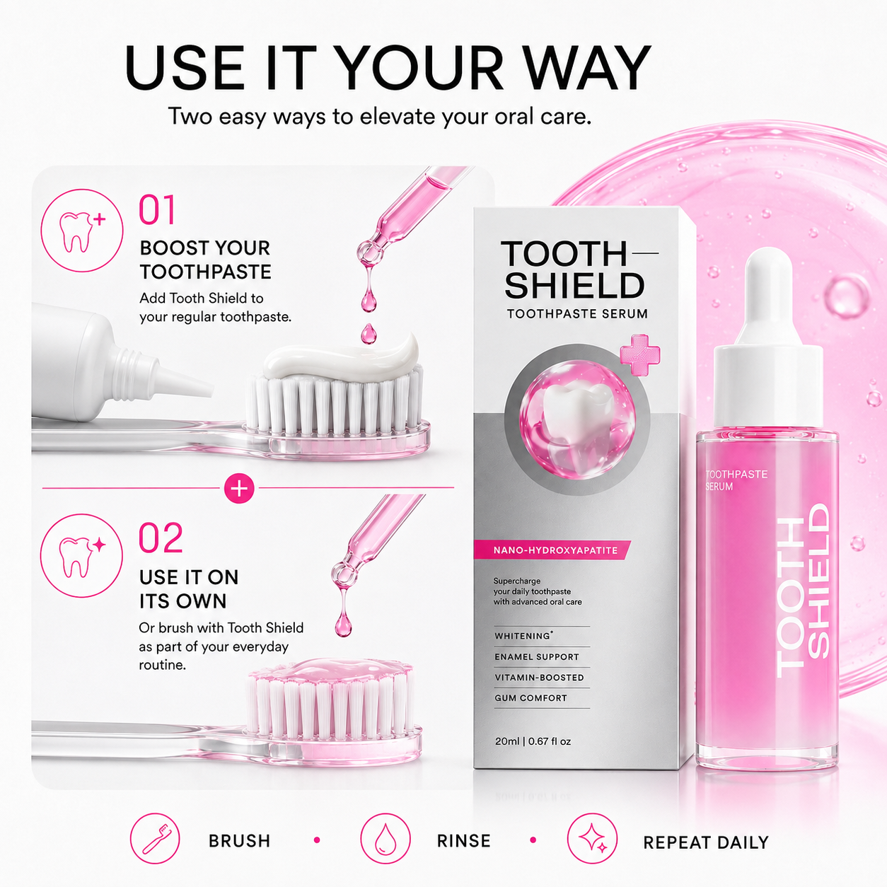 How to use Tooth Shield toothpaste serum