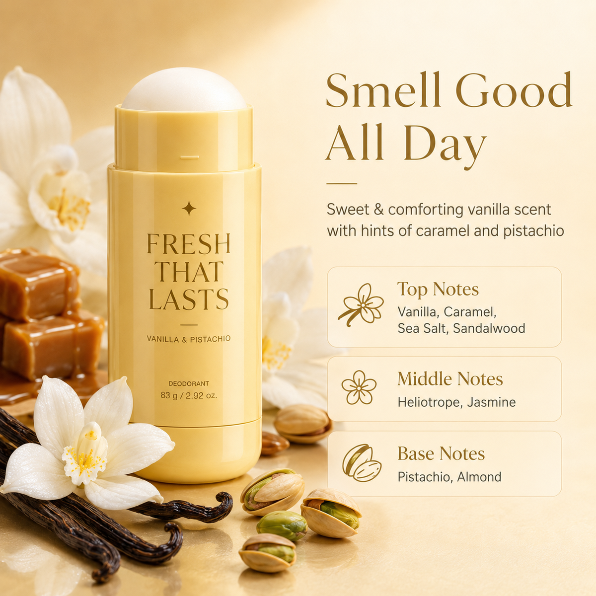 Vanilla and Pistachio fragrance notes