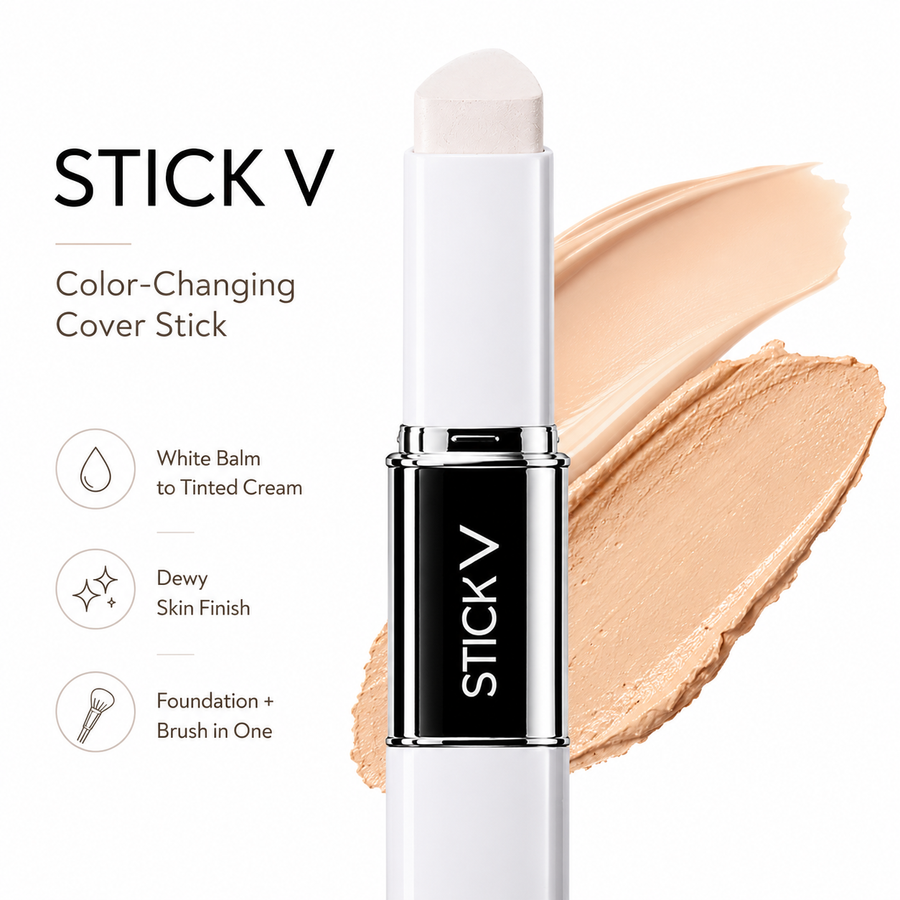 Korean Color-Match Foundation Stick V with cream swatches