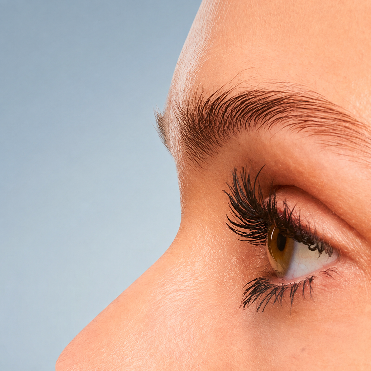 Close up defined eyelashes
