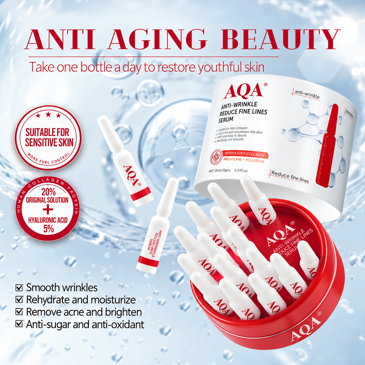 AQA Anti-Wrinkle Firming Moisturizing Hydrating Facial Serums